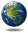 Earth globe of north america