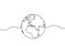 Earth globe one line drawing of world map vector illustration minimalist design of minimalism isolated on white background