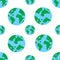 Earth globe pattern. Abstract planet icons. Love nature education concept for school. Green and blue map. Save