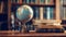 Earth Globe on Shelf in Library generated by AI tool