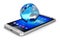 Earth globe on smartphone