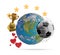 Earth globe soccer theme 3d-illustration. elements of this image furnished by NASA
