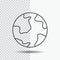 earth, globe, world, geography, discovery Line Icon on Transparent Background. Black Icon Vector Illustration