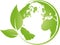 Earth, globe, world globe and leaves, earth logo