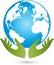 Earth and hands, globe colored, earth and economy logo