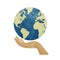 Earth in hands recycled paper craft