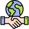 Earth with Handshake icon, Earth Day related vector