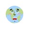 Earth happy Emoji. Planet merry emotion isolated