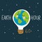 Earth Hour 60+ cute world in lightbulb sleeping cartoon