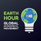 Earth hour with bulb and switch turn off on vector cartoon illustration