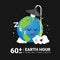 Earth Hour Day banner with earth character sleep after turn off light vector design