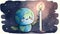 Earth Hour Day Celebration: Cute Planet Earth Illustration, Made with Generative AI