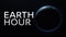 Earth hour ecological movement against climate change symbol. World globe loop