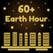 Earth Hour theme vector illustration. Skyscrapers with the lights off and the night background with shining stars