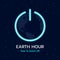 Earth hour time to switch off banner with earth in shutdown sign on space background vector design