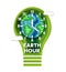 Earth hour vector concept illustration in paper art style