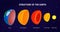 Earth internal structure infographics background with crust lower and upper mantle outer and inner core isometric vector