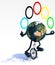 Earth juggle with arms and legs rides a unicycle