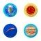 Earth, Jupiter, the Sun of the Planet of the Solar System. Asteroid, meteorite. Planets set collection icons in flat