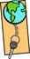 earth keychain and key vector illustration