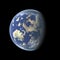 Earth-like planet on black background