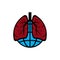 Earth and Lungs logo flat icon graphic. International pneumonia day.