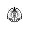 Earth and Lungs logo line icon graphic. International pneumonia day.