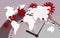 Earth map mockup on coronavirus bacteria growth concept over time