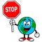 Earth Mascot with Stop Sign