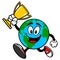 Earth Mascot with Trophy