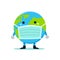 The Earth in a medical mask protects itself from virus and bacteria. World environment day concept