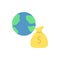 Earth, money sack icon. Simple color vector elements of economy icons for ui and ux, website or mobile application