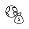 Earth, money sack icon. Simple line, outline vector elements of economy icons for ui and ux, website or mobile application