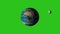 Earth and moon rotating green screen
