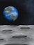 Earth And Moon Surface Craters Painting Drawing Illustration