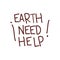 Earth need help label icon