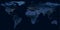 Earth at night, view of city lights showing human activity in North America, Europe and East Asia from space. World dark map on