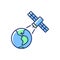 Earth observation process blue RGB color icon