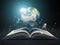 Earth and open book. Education internet e-\'learning concept.