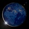 Earth photo at night, City Lights of Africa, Europe, Middle East, Mediterrenian Sea. Elements of this image furnished by NASA