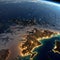 Earth photo at night, City Lights of Europe, Middle East, Turkey, Italy, Black Sea, Mediterrenian Sea from space,