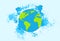 Earth Planet Blue Globe Flat Vector