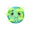 Earth planet character suffocating from carbon dioxide, atmospheric pollution vector Illustration