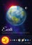 Earth planet colorful poster with solar system