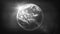 Earth planet on retro black and white tv filter