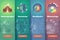 Earth planet science banner set. Seismography. Astronomy. Geophysics. Meteorology. Education and science vertical layout