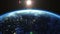 Earth rotation 360 degrees with the Sun. Cities at Night. Looped animation. HD 1080