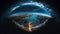Earth\\\'s Radiant Future in 2050: A Futuristic Vision from Space, Made with Generative AI