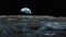 Earth\\\'s Sunrise on Moon\\\'s Surface: A Breathtaking View of Our Planet