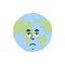 Earth sad Emoji. Planet unhappy emotion isolated